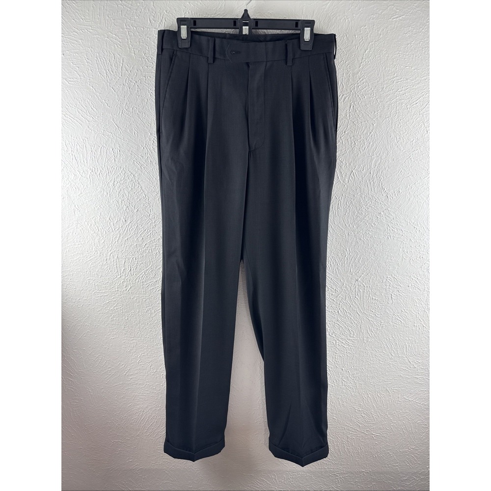 Geoffrey Beene Straight Leg‎ Flat Front Black Dress Pants Mens Size 32x32